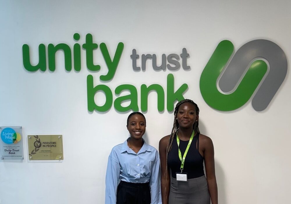 two interns at Unity Trust Bank as part of 10,000 Black Interns programme