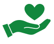 green hand with a green heart above it