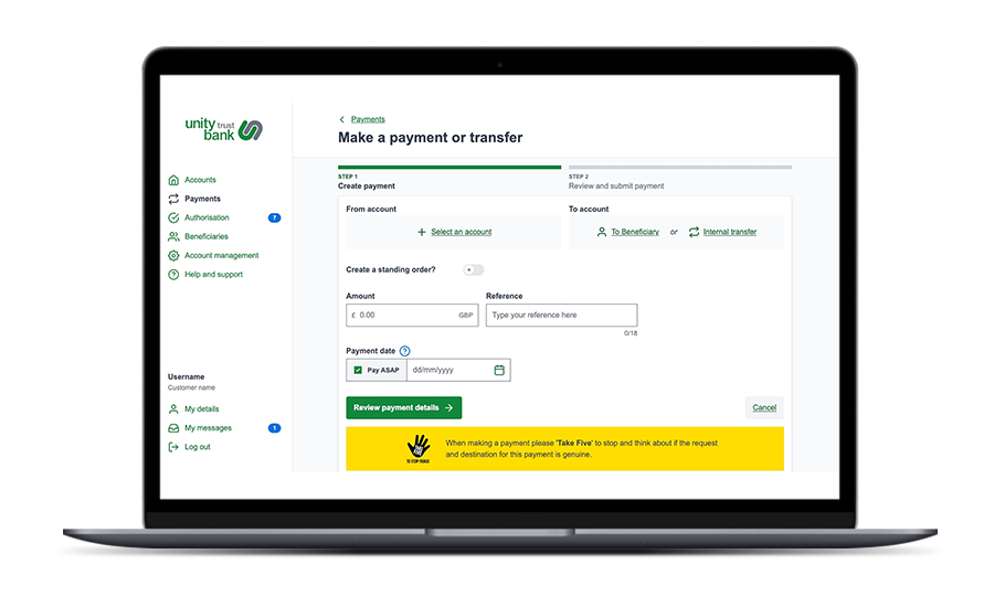 online banking payment transfer