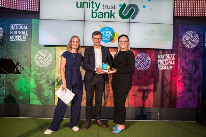 Unity Trust Bank HR Business Advisor, Lucy Willis, collects the Industry Trailblazer award