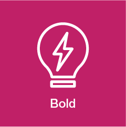 white line drawing of a lightbulb on a blue background